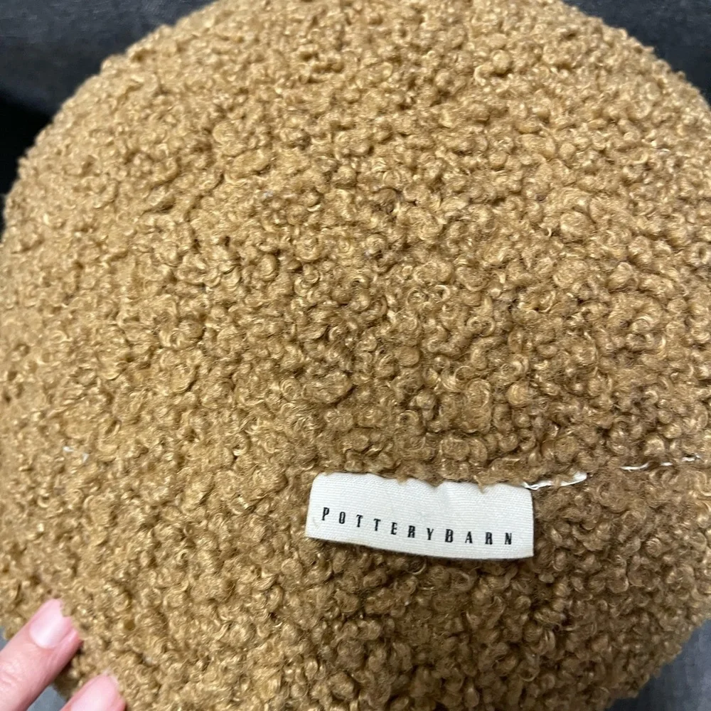 Pottery Barn Cozy Teddy Ball Pillow- Tobacco